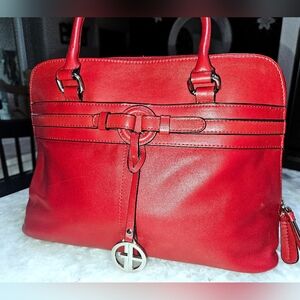 Leather Giani Bernini Purse Handbag Fabulous Cranberry Red A++ Condition!